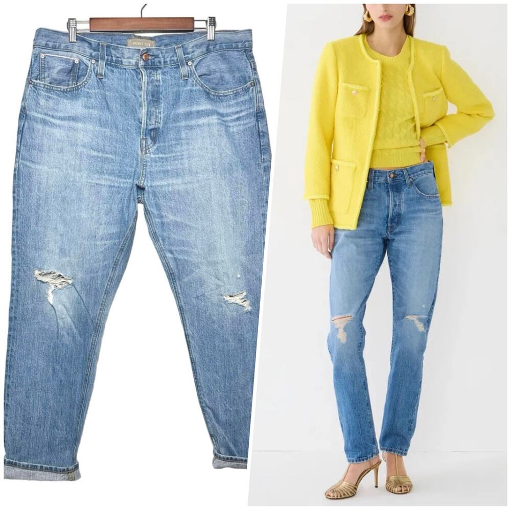 Point Sur | Women | Pasadena Selvedge Distressed Tapered Slim Fit Jeans | 32